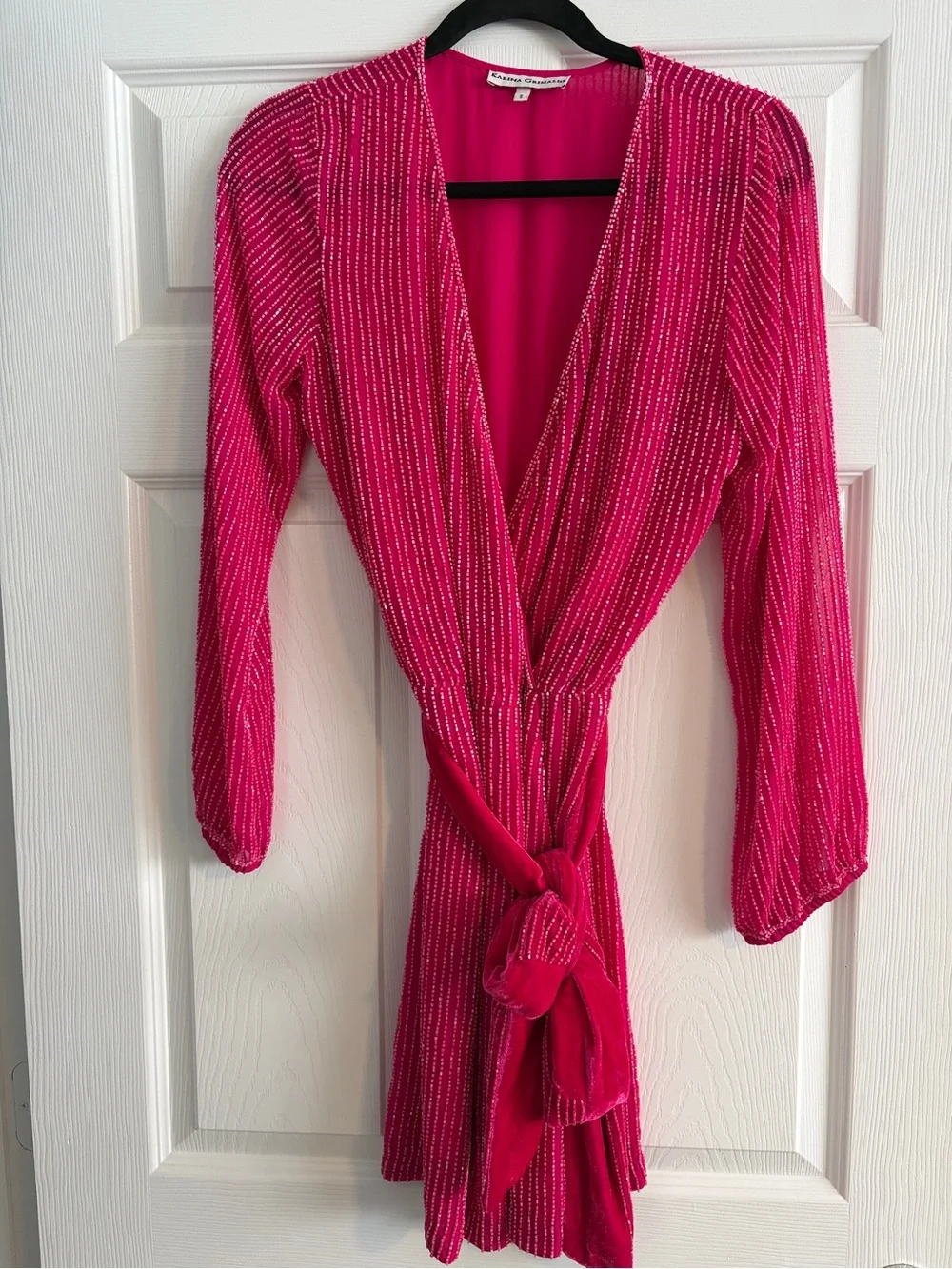 Hot Pink Sequin Wrap mini dress